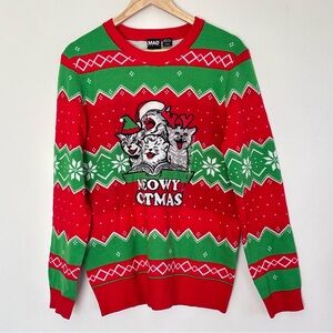 Mad Engine Holiday Festive Unisex Ugly Christmas Sweater Cats Size Large NEW